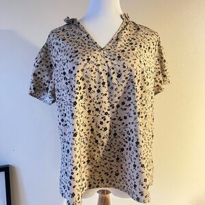 SHEIN Black Floral‎ Beige Blouse